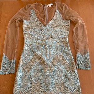 Long sleeve lace/mesh bodycon dress